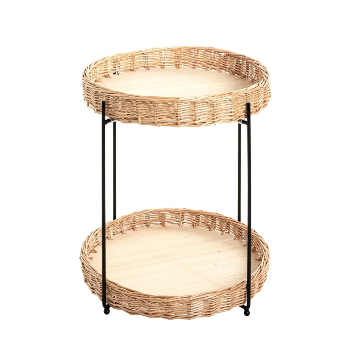 3S. x Home Table d'appoint ronde deux niveaux structure en acier Discount