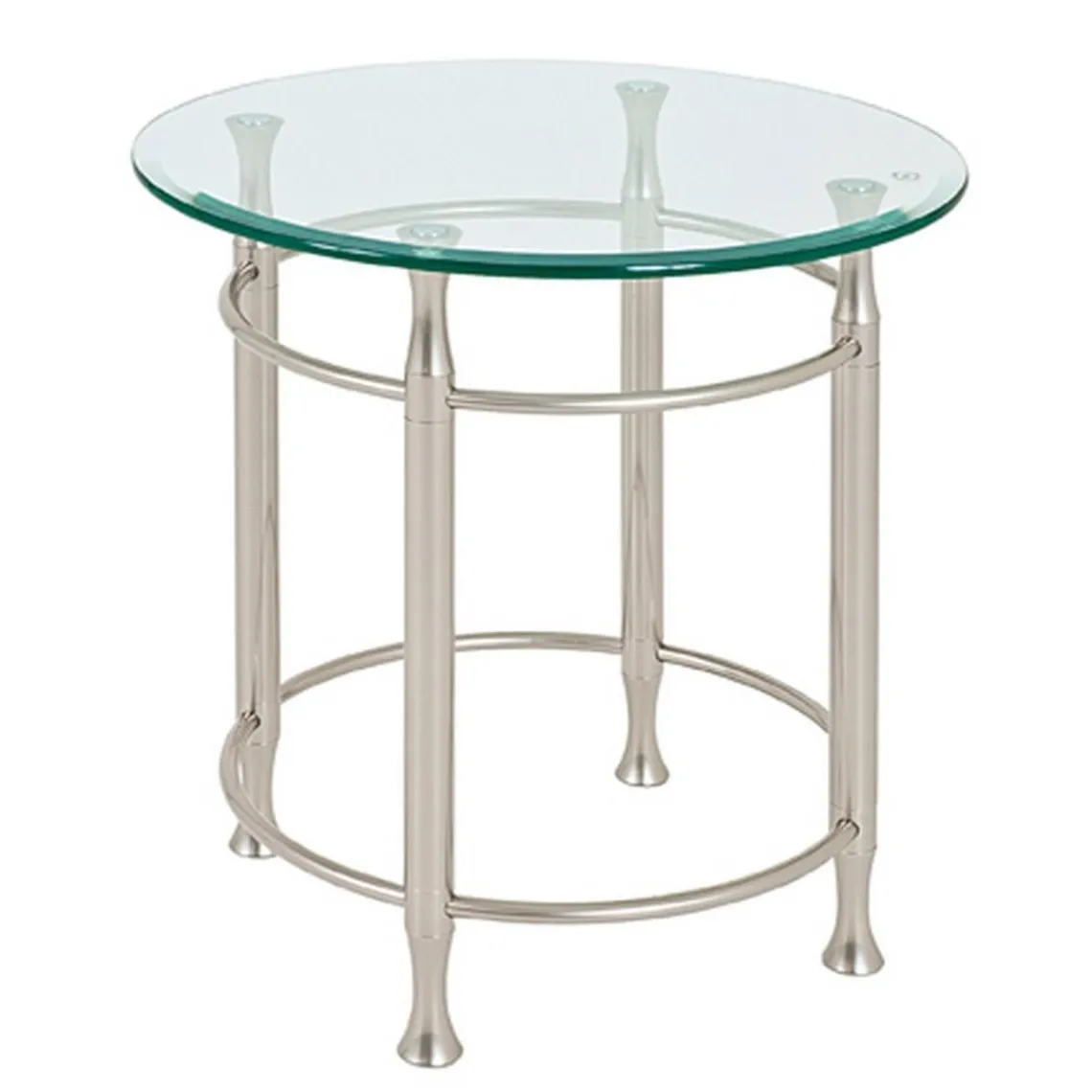 3S. x Home Table d'appoint ronde en acier plateau verre trempé transparent Best