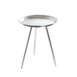 3S. x Home Table d'appoint ronde en Métal laqué Argenté petit modèle Online