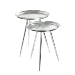 3S. x Home Table d'appoint ronde en Métal laqué Argenté petit modèle Online