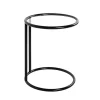 3S. x Home Table d'appoint ronde laquée noir mat plateau verre trempé Outlet