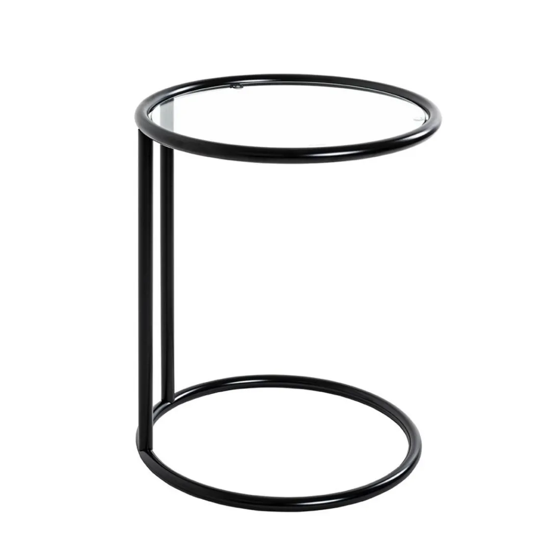3S. x Home Table d'appoint ronde laquée noir mat plateau verre trempé Outlet