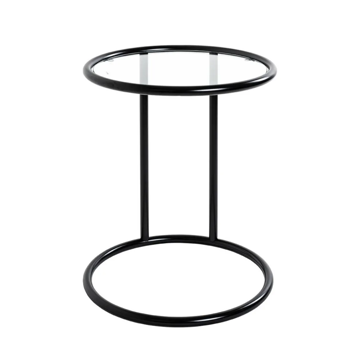 3S. x Home Table d'appoint ronde laquée noir mat plateau verre trempé Outlet