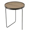 Macabane Table d'appoint ronde mocha pieds asymétriques métal JULIA Outlet