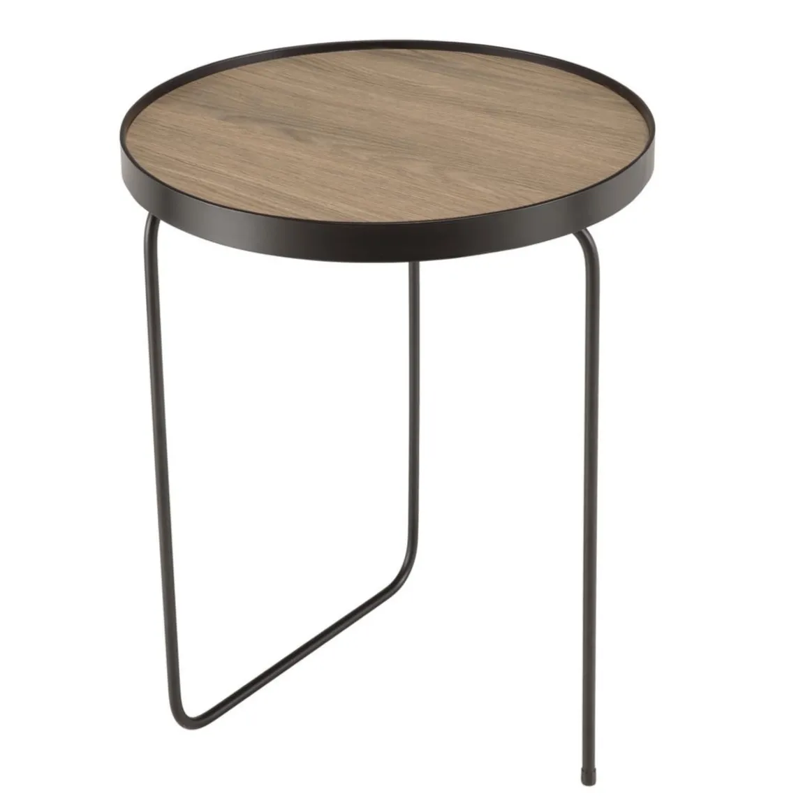 Macabane Table d'appoint ronde mocha pieds asymétriques métal JULIA Outlet
