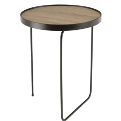 Macabane Table d'appoint ronde mocha pieds asymétriques métal JULIA Outlet
