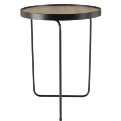 Macabane Table d'appoint ronde mocha pieds asymétriques métal JULIA Outlet