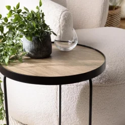 Macabane Table d'appoint ronde mocha pieds asymétriques métal JULIA Outlet