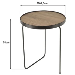 Macabane Table d'appoint ronde mocha pieds asymétriques métal JULIA Outlet