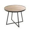 3S. x Home Table d'appoint ronde Noir en Métal laqué et plateau décor chêne Online