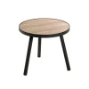 3S. x Home Table d'appoint ronde petit modèle Noir en métal laqué et plateau décor chêne Hot