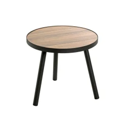 3S. x Home Table d'appoint ronde petit modèle Noir en métal laqué et plateau décor chêne Hot
