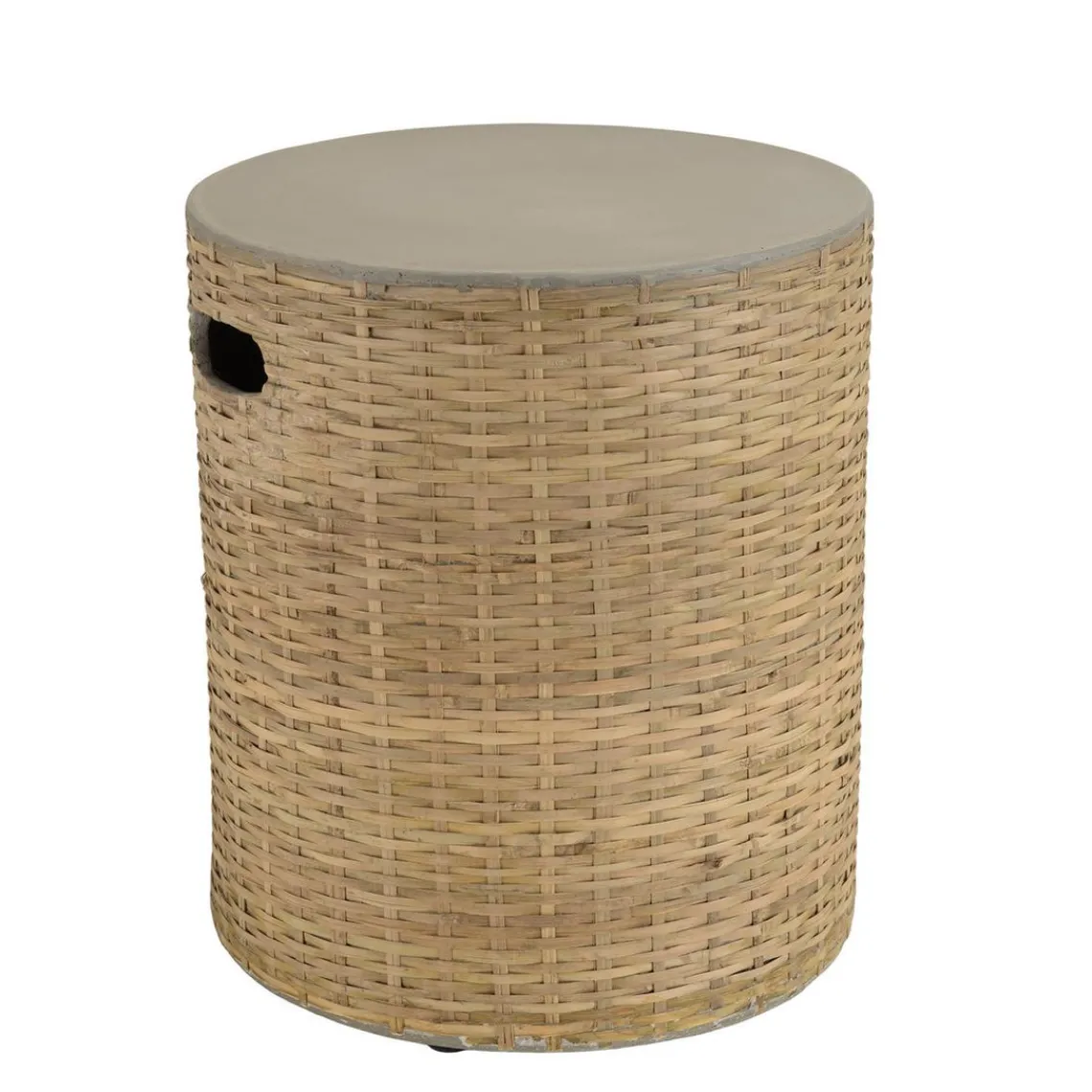 Macabane Table d'appoint ronde plateau en béton socle en bambou naturel HECTOR Best