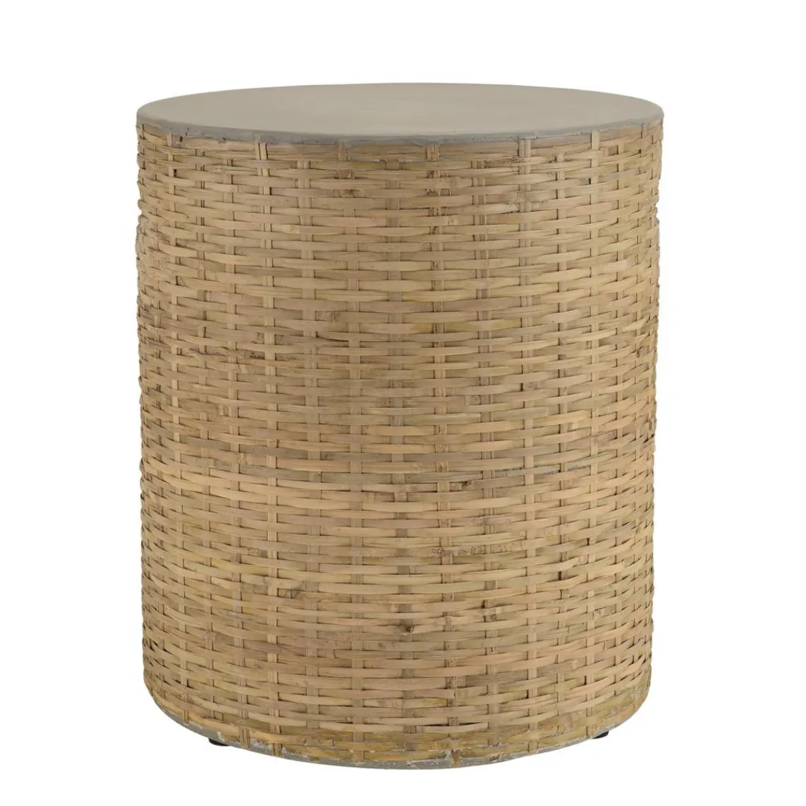 Macabane Table d'appoint ronde plateau en béton socle en bambou naturel HECTOR Best