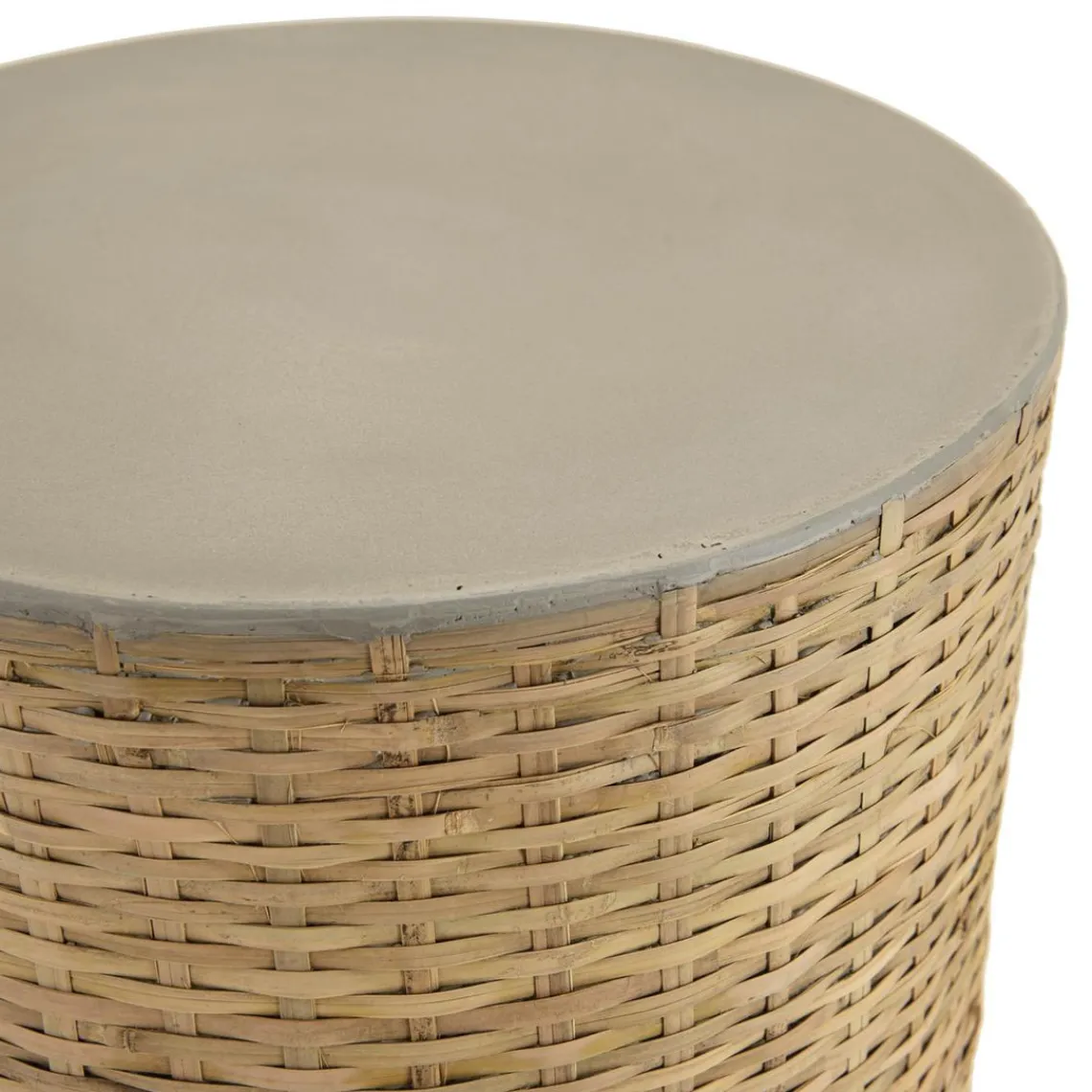 Macabane Table d'appoint ronde plateau en béton socle en bambou naturel HECTOR Best