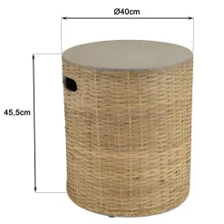 Macabane Table d'appoint ronde plateau en béton socle en bambou naturel HECTOR Best