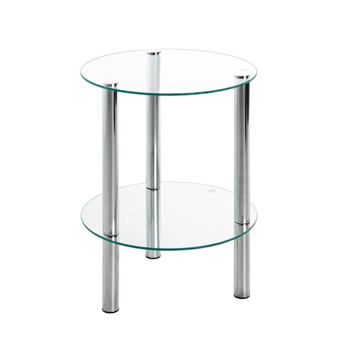 3S. x Home Table d'appoint ronde plateau en verre transparent Best