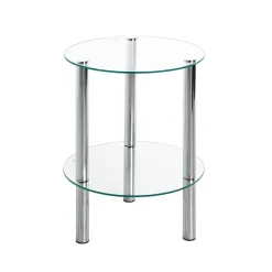 3S. x Home Table d'appoint ronde plateau en verre transparent Best