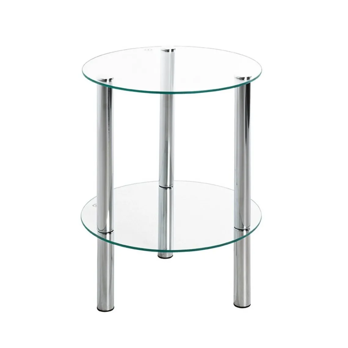 3S. x Home Table d'appoint ronde plateau en verre transparent Best
