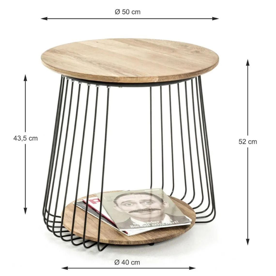 3S. x Home table d'appoint structure en tube d'acier laqué noir,