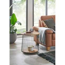 3S. x Home table d'appoint structure en tube d'acier laqué noir,