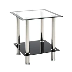 3S. x Home Table d'appoint structure en Inox poli et plateau supérieur transparent Clearance