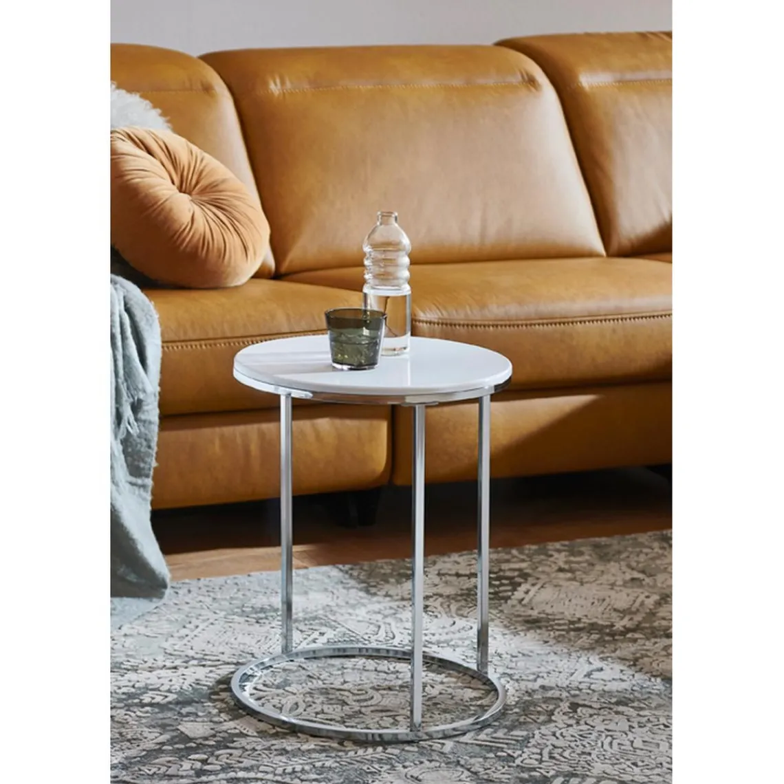 3S. x Home table d'appoint Structure en tube d'acier chromé Discount