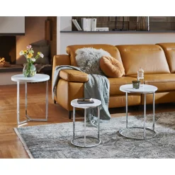 3S. x Home table d'appoint Structure en tube d'acier chromé Discount