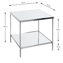 3S. x Home Table d'appoint étagères en verre miroir en acier chromé Sale