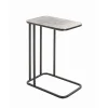 3S. x Home Table d'appointe en tube d'acier laqué noir, plateau en structure aluminium argenté