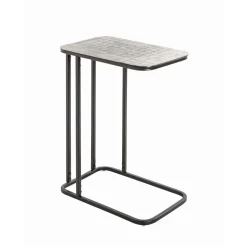 3S. x Home Table d'appointe en tube d'acier laqué noir, plateau en structure aluminium argenté