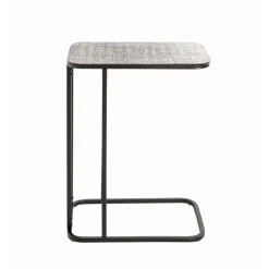 3S. x Home Table d'appointe en tube d'acier laqué noir, plateau en structure aluminium argenté