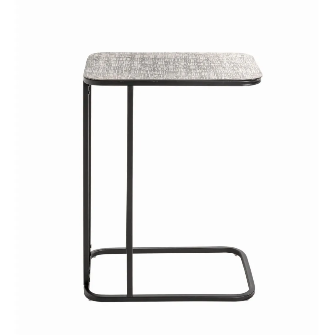 3S. x Home Table d'appointe en tube d'acier laqué noir, plateau en structure aluminium argenté