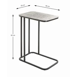 3S. x Home Table d'appointe en tube d'acier laqué noir, plateau en structure aluminium argenté