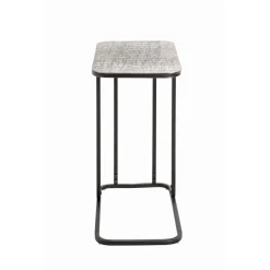 3S. x Home Table d'appointe en tube d'acier laqué noir, plateau en structure aluminium argenté