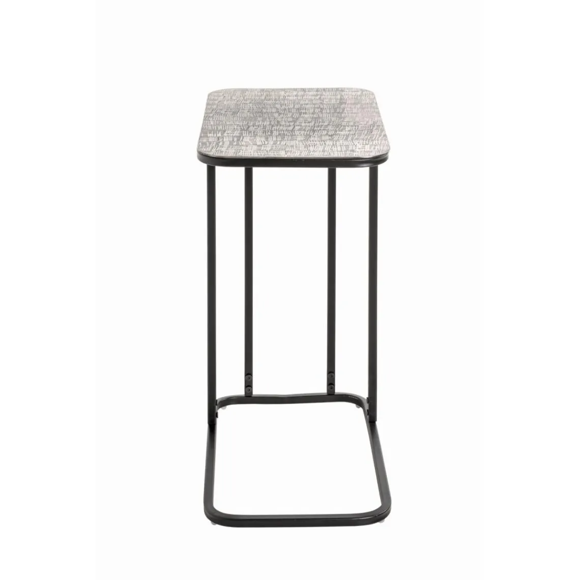 3S. x Home Table d'appointe en tube d'acier laqué noir, plateau en structure aluminium argenté