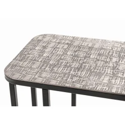 3S. x Home Table d'appointe en tube d'acier laqué noir, plateau en structure aluminium argenté