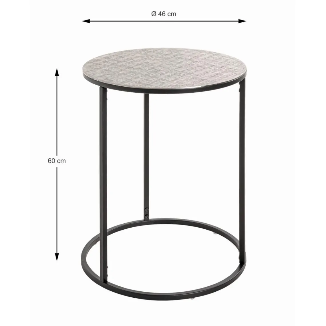 3S. x Home Table d'appointe en tube d'acier laqué noir, plateau en structure aluminium New