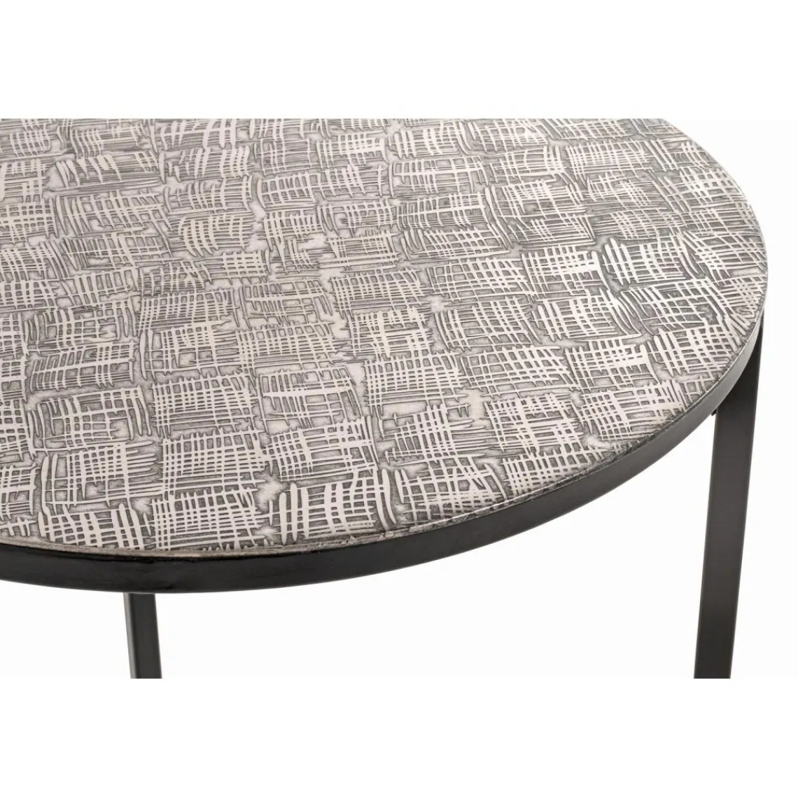 3S. x Home Table d'appointe en tube d'acier laqué noir, plateau en structure aluminium New