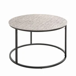 3S. x Home Table d'appointe plateau en structure aluminium argenté en tube d'acier laqué noir New