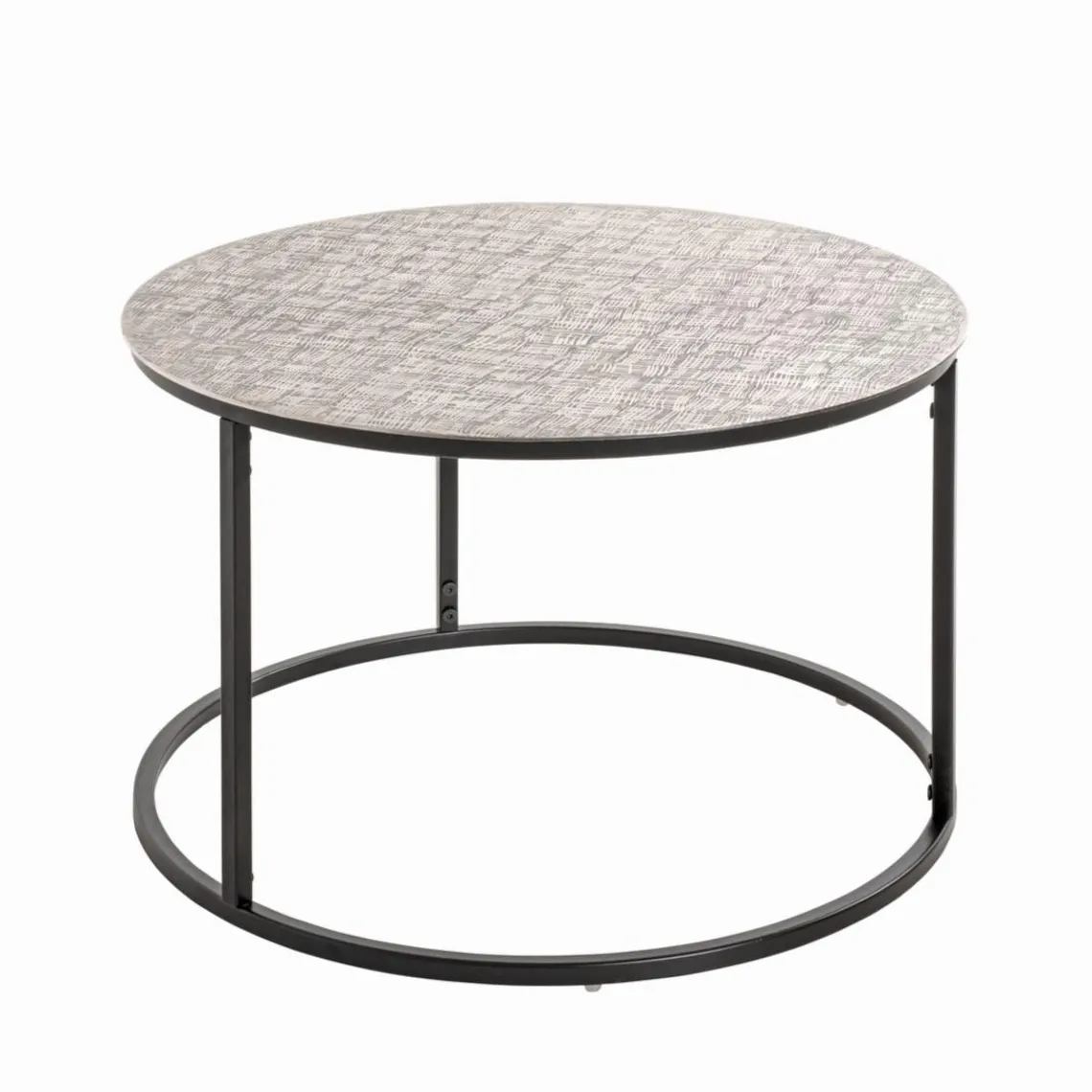 3S. x Home Table d'appointe plateau en structure aluminium argenté en tube d'acier laqué noir New
