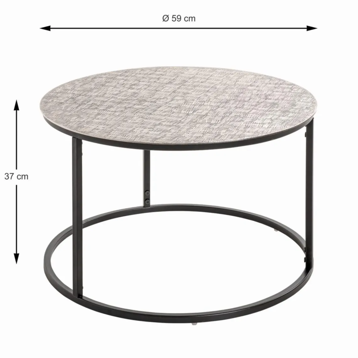 3S. x Home Table d'appointe plateau en structure aluminium argenté en tube d'acier laqué noir New