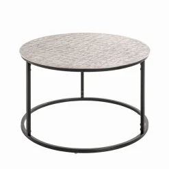 3S. x Home Table d'appointe plateau en structure aluminium argenté en tube d'acier laqué noir New
