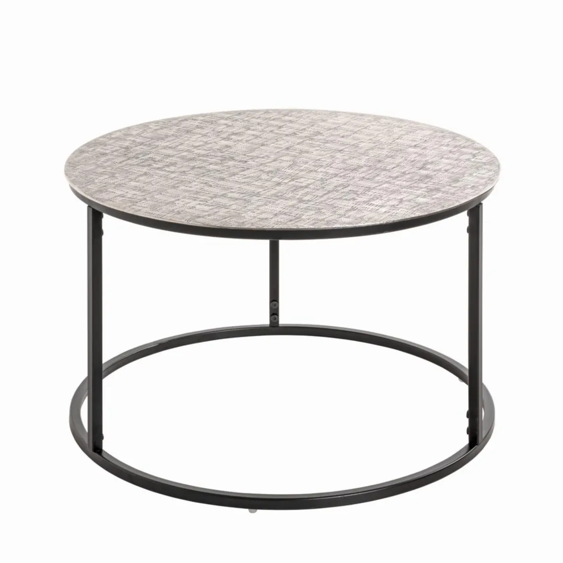 3S. x Home Table d'appointe plateau en structure aluminium argenté en tube d'acier laqué noir New