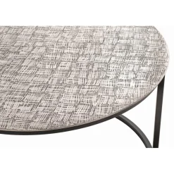 3S. x Home Table d'appointe plateau en structure aluminium argenté en tube d'acier laqué noir New