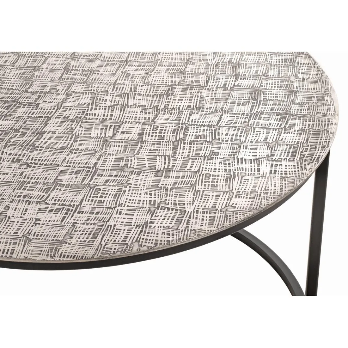 3S. x Home Table d'appointe plateau en structure aluminium argenté en tube d'acier laqué noir New