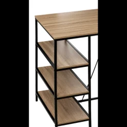 3S. x Home Table de bar avec 3 étagères effet chêne naturel Online