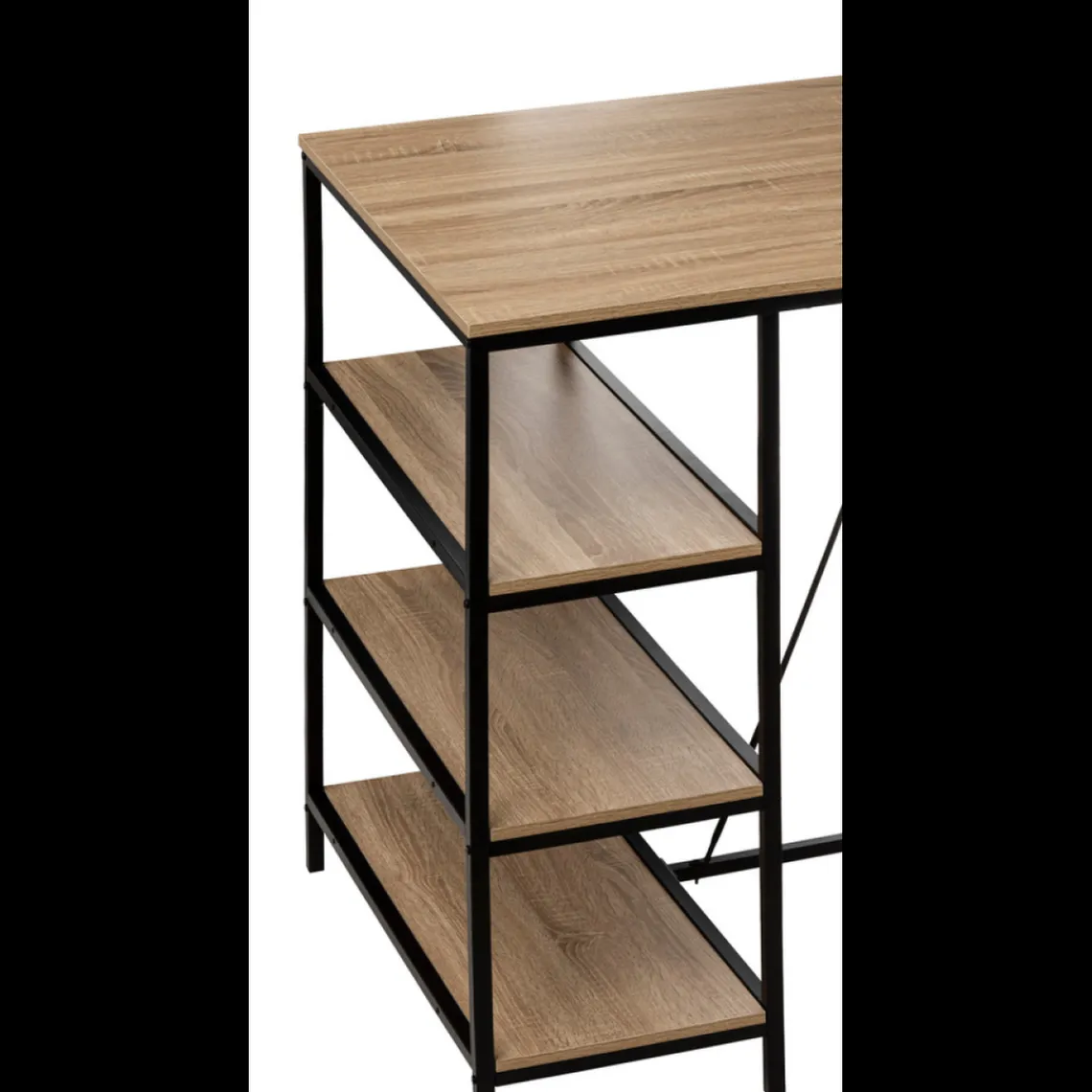 3S. x Home Table de bar avec 3 étagères effet chêne naturel Online