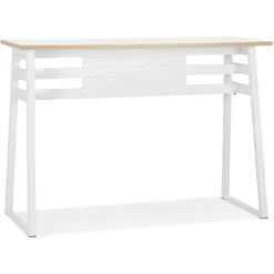 ALTEREGO Table de bar haute 'NIKI' bois et métal blanc New
