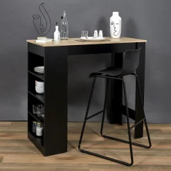3S. x Home Table De Bar Mange Debout Avec Étagères Cheers Discount